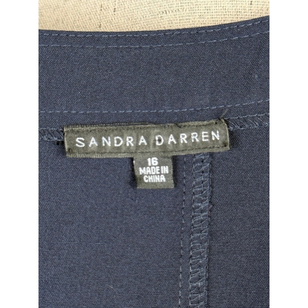 Sandra Darren Fit and Flare Dress Womens 16 Navy Blue Excellent Princess Seams - Picture 5 of 6